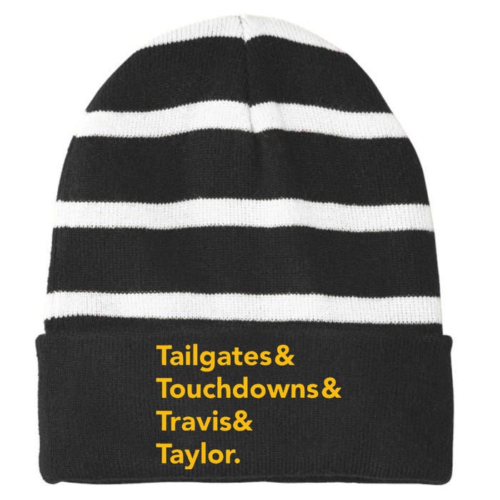 T.ravis & T.aylor Kansas City Football Striped Beanie with Solid Band