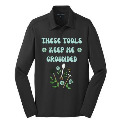 These Tools Keep Me Grounded Spring Garden Silk Touch Performance Long Sleeve Polo