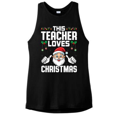 This Teacher Loves Christmas Santa Educator Xmas Holiday Gift Ladies PosiCharge Tri-Blend Wicking Tank