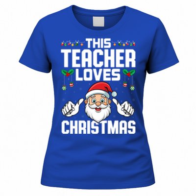 This Teacher Loves Christmas Santa Educator Xmas Holiday Gift Women's T-Shirt