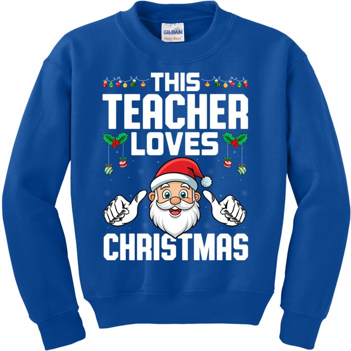 This Teacher Loves Christmas Santa Educator Xmas Holiday Gift Kids Sweatshirt