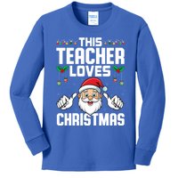 This Teacher Loves Christmas Santa Educator Xmas Holiday Gift Kids Long Sleeve Shirt