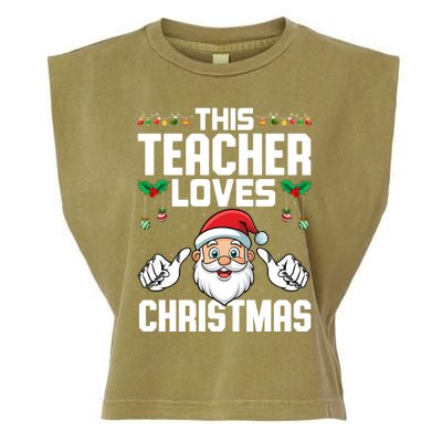 This Teacher Loves Christmas Santa Educator Xmas Holiday Gift Garment-Dyed Women's Muscle Tee