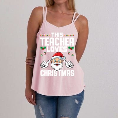 This Teacher Loves Christmas Santa Educator Xmas Holiday Gift Women's Strappy Tank