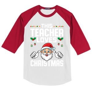 This Teacher Loves Christmas Santa Educator Xmas Holiday Gift Kids Colorblock Raglan Jersey