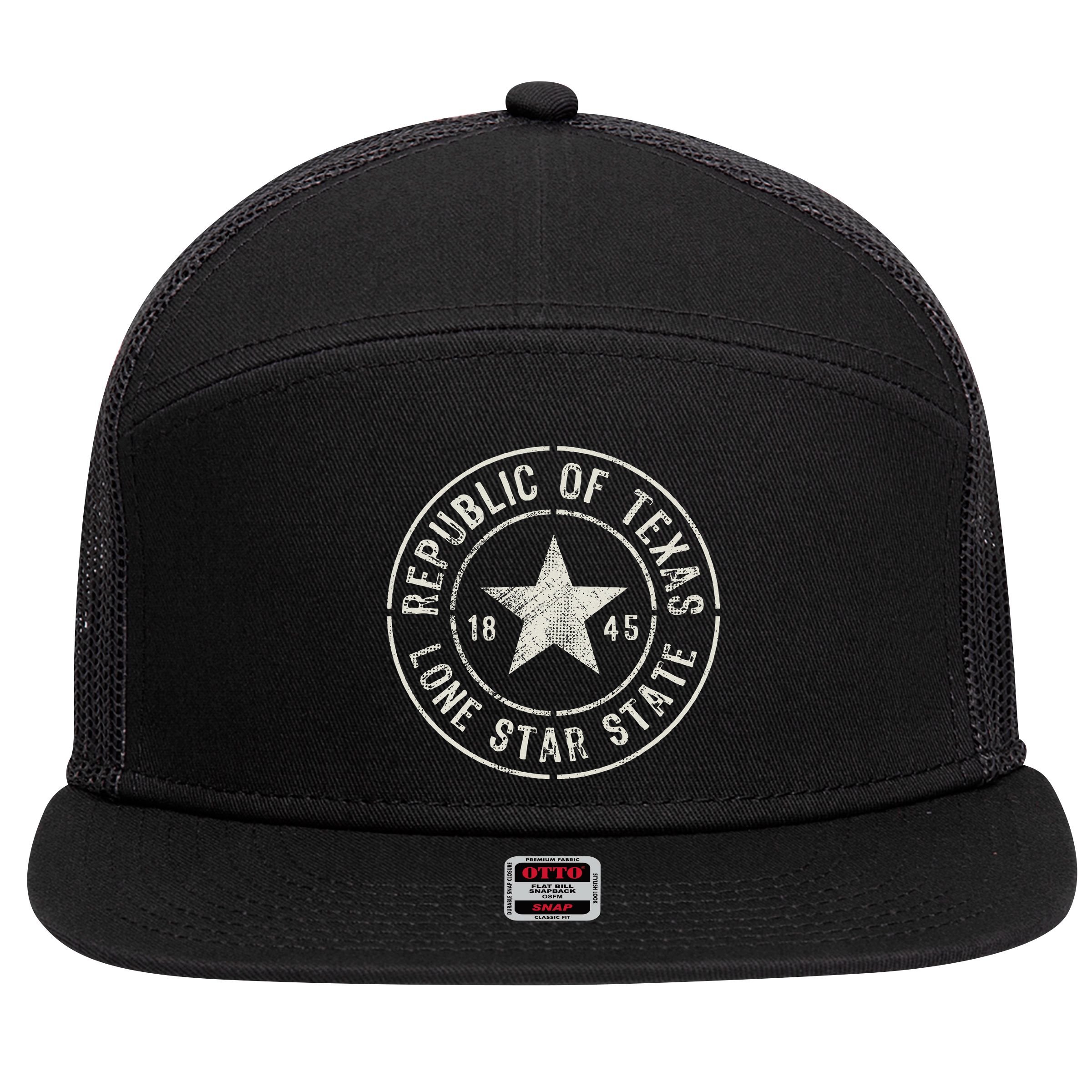 Texas The Lone Star State Republic Of Texas 1845 7 Panel Mesh Trucker Snapback Hat