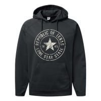 Texas The Lone Star State Republic Of Texas 1845 Performance Fleece Hoodie