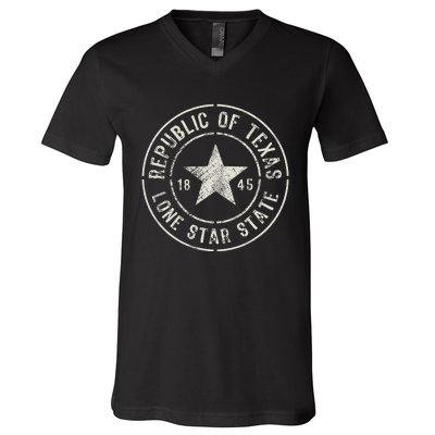 Texas The Lone Star State Republic Of Texas 1845 V-Neck T-Shirt