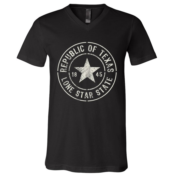 Texas The Lone Star State Republic Of Texas 1845 V-Neck T-Shirt