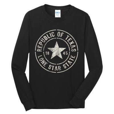 Texas The Lone Star State Republic Of Texas 1845 Tall Long Sleeve T-Shirt