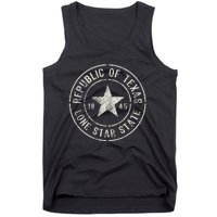 Texas The Lone Star State Republic Of Texas 1845 Tank Top