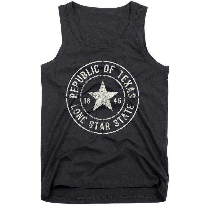 Texas The Lone Star State Republic Of Texas 1845 Tank Top