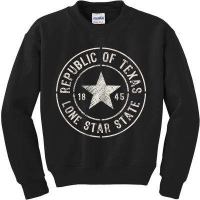 Texas The Lone Star State Republic Of Texas 1845 Kids Sweatshirt