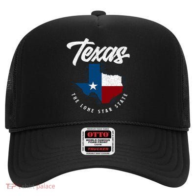 Texas The Lone Star State Texas Map High Crown Mesh Back Trucker Hat