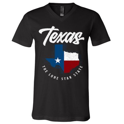 Texas The Lone Star State Texas Map V-Neck T-Shirt