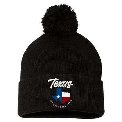 Texas The Lone Star State Texas Map Pom Pom 12in Knit Beanie