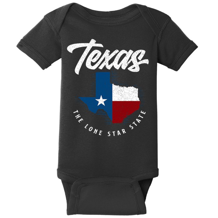 Texas The Lone Star State Texas Map Baby Bodysuit