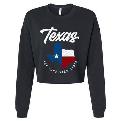 Texas The Lone Star State Texas Map Cropped Pullover Crew