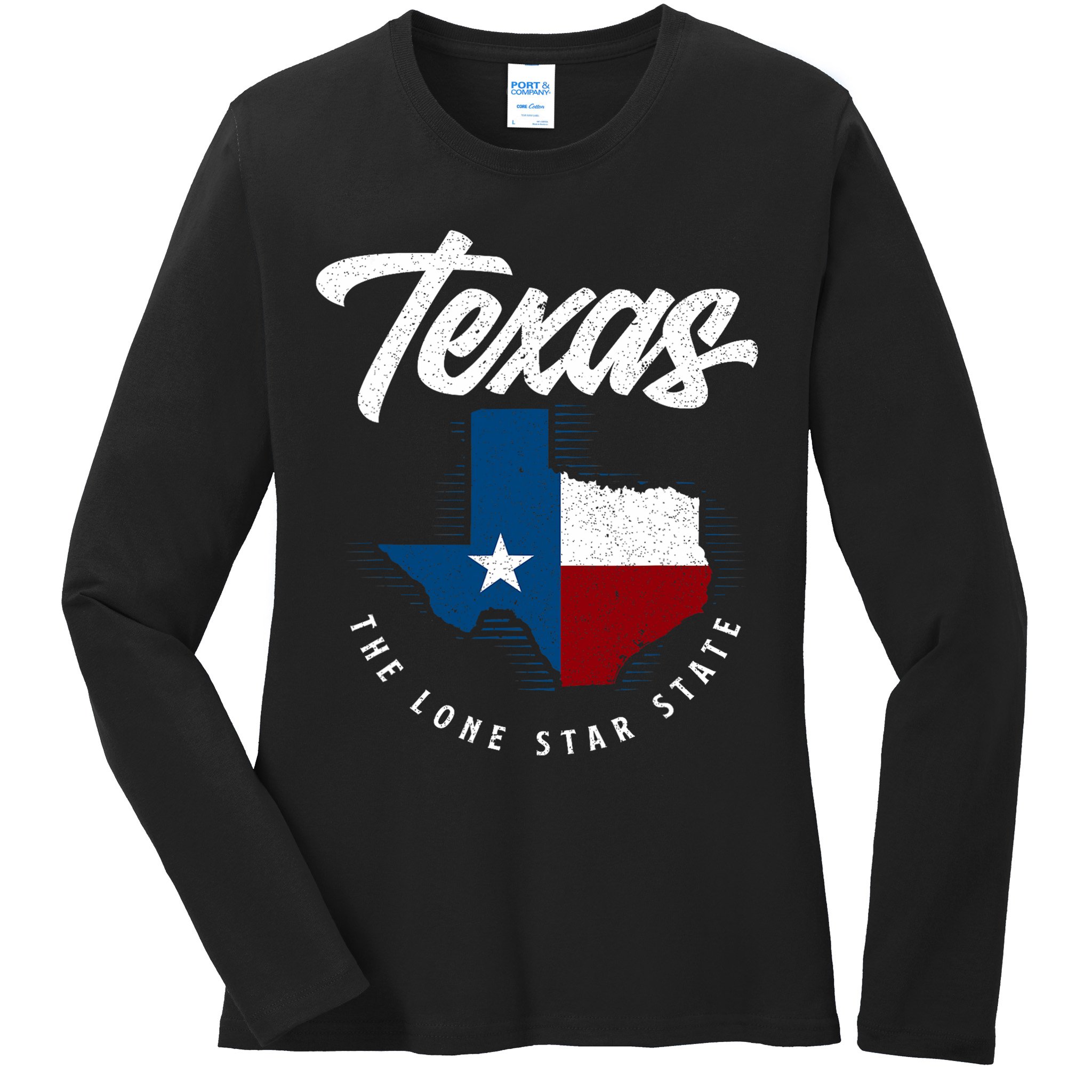 Texas The Lone Star State Texas Map Ladies Long Sleeve Shirt