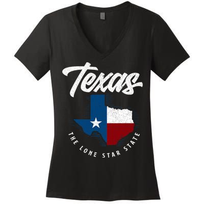 Texas The Lone Star State Texas Map Women's V-Neck T-Shirt