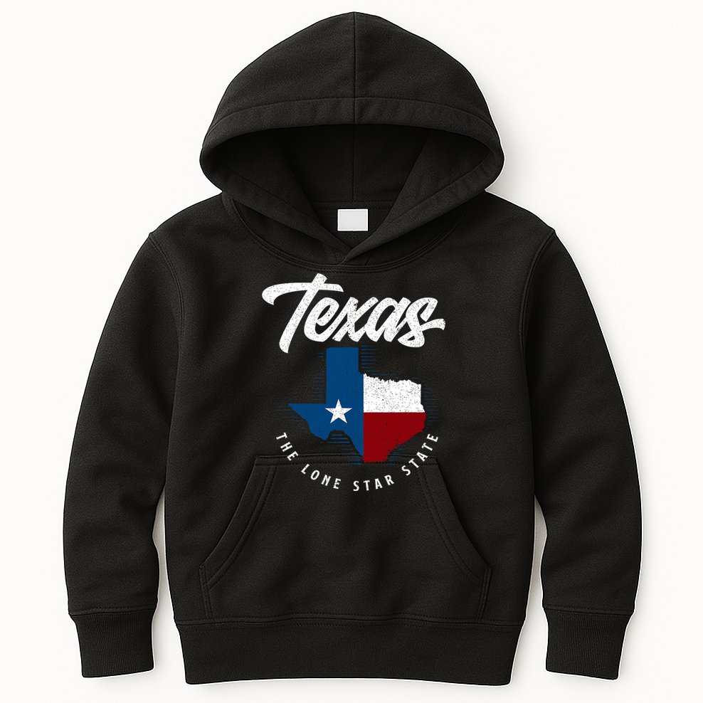 Texas The Lone Star State Texas Map Kids Hoodie