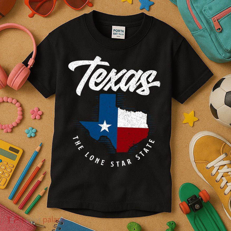 Texas The Lone Star State Texas Map Kids T-Shirt