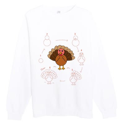 Turkey Thanksgiving Lovers Art Teacher And Student Premium Crewneck Sweatshirt