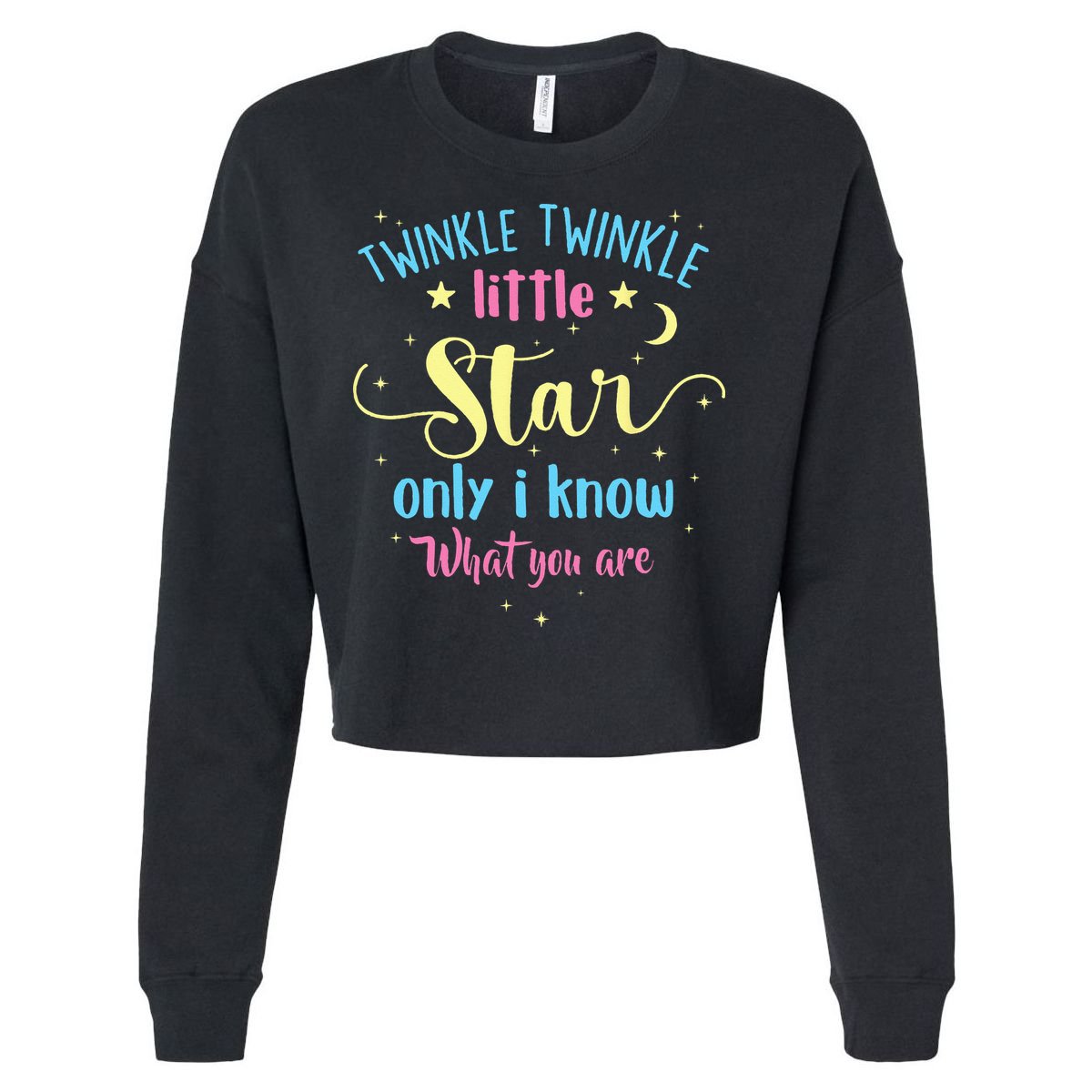 Twinkle Twinkle Little Star Gender Reveal Party Baby Shower Cropped Pullover Crew