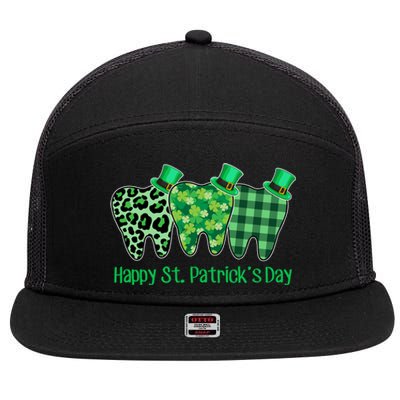 Three Tooth Leprechaun Hat Dentist Happy St Patrick's Day Gift 7 Panel Mesh Trucker Snapback Hat