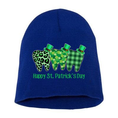 Three Tooth Leprechaun Hat Dentist Happy St Patrick's Day Gift Short Acrylic Beanie