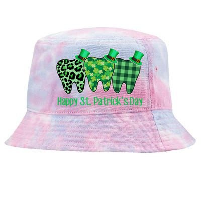 Three Tooth Leprechaun Hat Dentist Happy St Patrick's Day Gift Tie-Dyed Bucket Hat