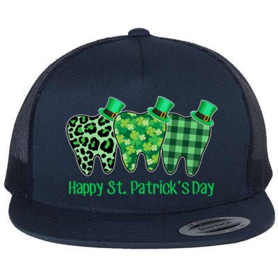 Three Tooth Leprechaun Hat Dentist Happy St Patrick's Day Gift Flat Bill Trucker Hat