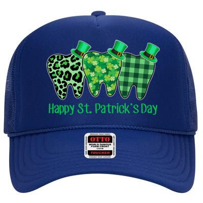 Three Tooth Leprechaun Hat Dentist Happy St Patrick's Day Gift High Crown Mesh Back Trucker Hat