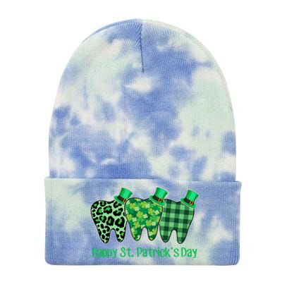 Three Tooth Leprechaun Hat Dentist Happy St Patrick's Day Gift Tie Dye 12in Knit Beanie