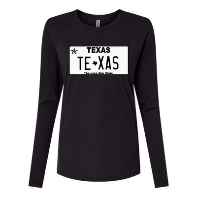 Texas TX License Plate Classic Womens Cotton Relaxed Long Sleeve T-Shirt