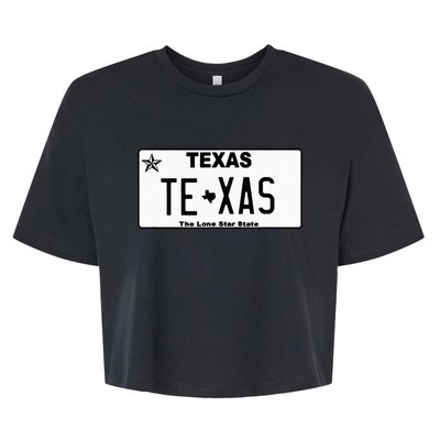 Texas TX License Plate Classic Bella+Canvas Jersey Crop Tee