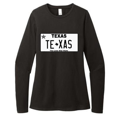 Texas TX License Plate Classic Womens CVC Long Sleeve Shirt