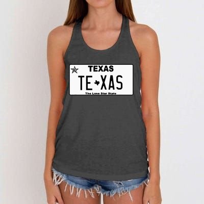 Texas TX License Plate Classic Women's Knotted Racerback Tank