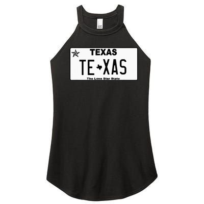 Texas TX License Plate Classic Women’s Perfect Tri Rocker Tank