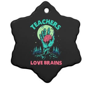 Teacher Teachers Love Brains Halloween Ceramic Star Ornament