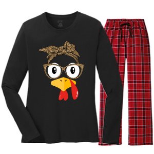 Thanksgiving Turkey Leopard Sunglasses Women Girl Autumn Women's Long Sleeve Flannel Pajama Set 