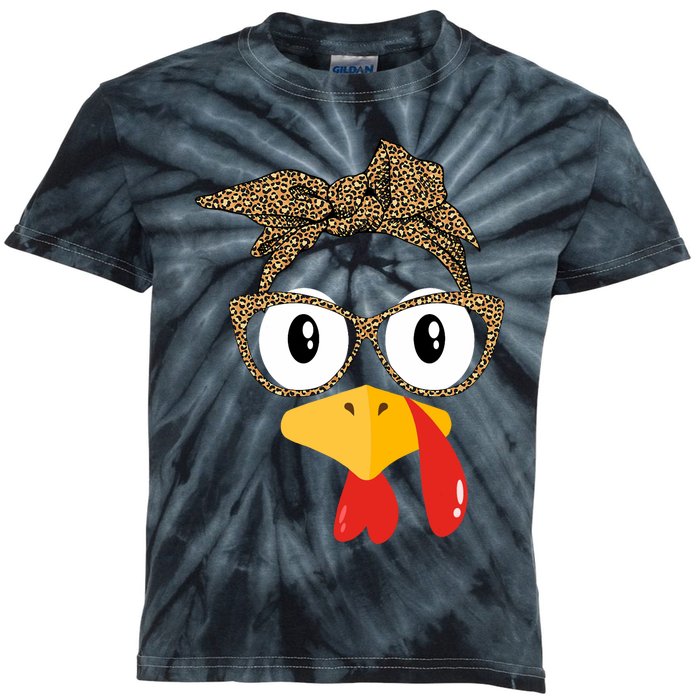 Thanksgiving Turkey Leopard Sunglasses Women Girl Autumn Kids Tie-Dye T-Shirt