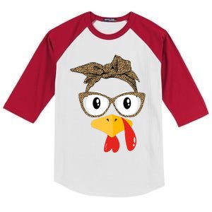 Thanksgiving Turkey Leopard Sunglasses Women Girl Autumn Kids Colorblock Raglan Jersey