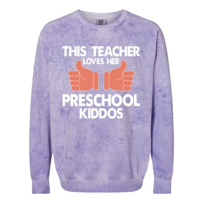 This Teacher Loves Her Valentines Day Preschool Students Meaningful Gift Colorblast Crewneck Sweatshirt