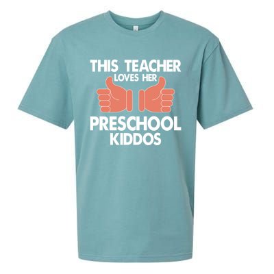 This Teacher Loves Her Valentines Day Preschool Students Meaningful Gift Sueded Cloud Jersey T-Shirt