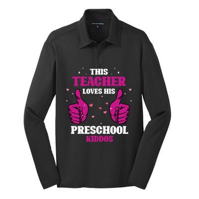 This Teacher Loves His Valentines Day Preschool Students Funny Gift Silk Touch Performance Long Sleeve Polo