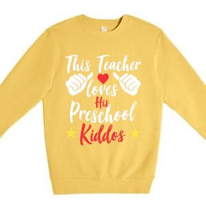 This Teacher Loves His Valentines Day Preschool Students Gift Premium Crewneck Sweatshirt