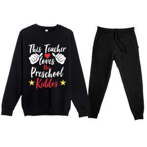 This Teacher Loves His Valentines Day Preschool Students Gift Premium Crewneck Sweatsuit Set