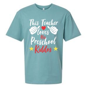 This Teacher Loves His Valentines Day Preschool Students Gift Sueded Cloud Jersey T-Shirt