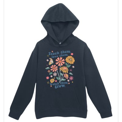 Teach Them Love Them Watch Them Grow Retro Teacher Floral Urban Pullover Hoodie